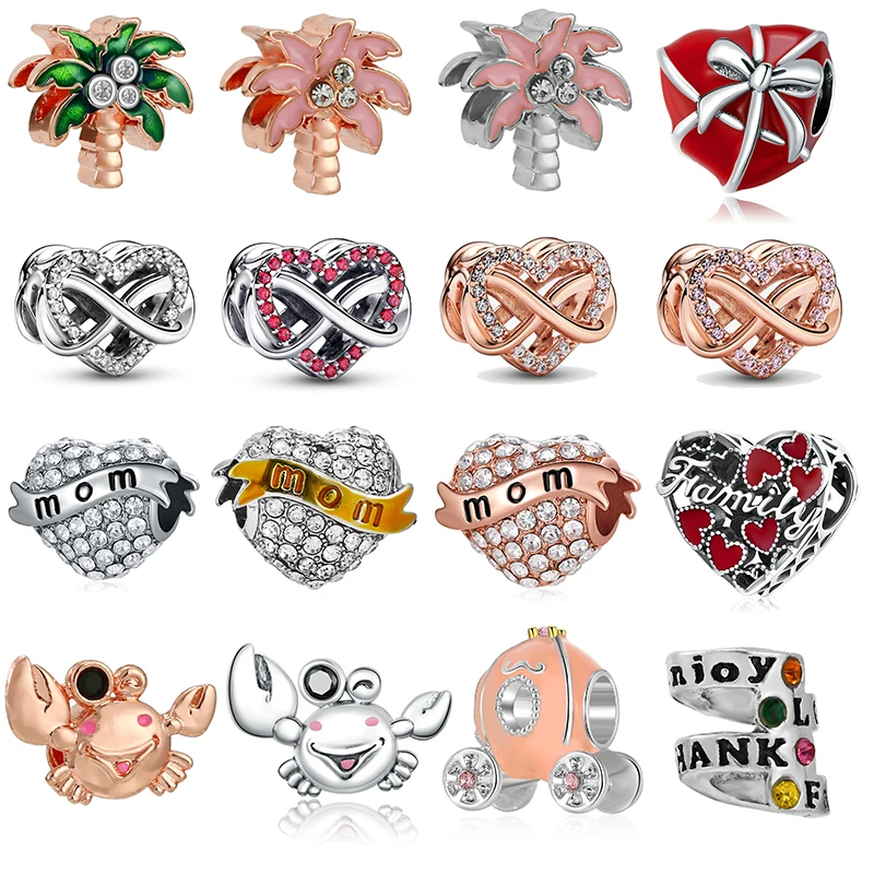 

Eternal A Peach Heart Beads Coconut Tree Crab Mother Day New Year Christmas Accessories Suitable Making Brand Bracelets Necklace