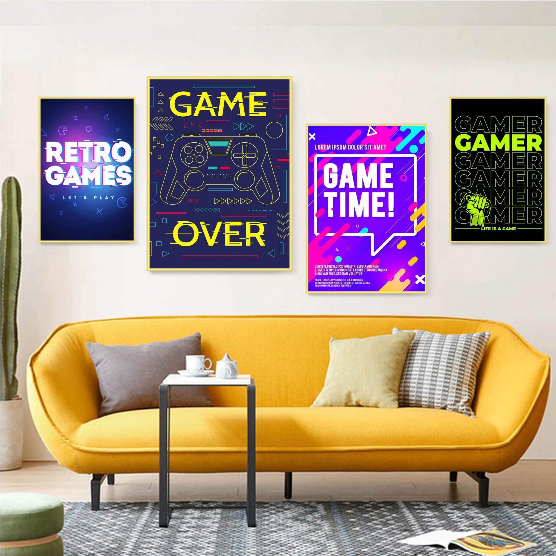 

Nordic Gaming Gamer Quotes Art Movie Posters Retro Kraft Paper Sticker DIY Room Bar Cafe Nordic Home Decor