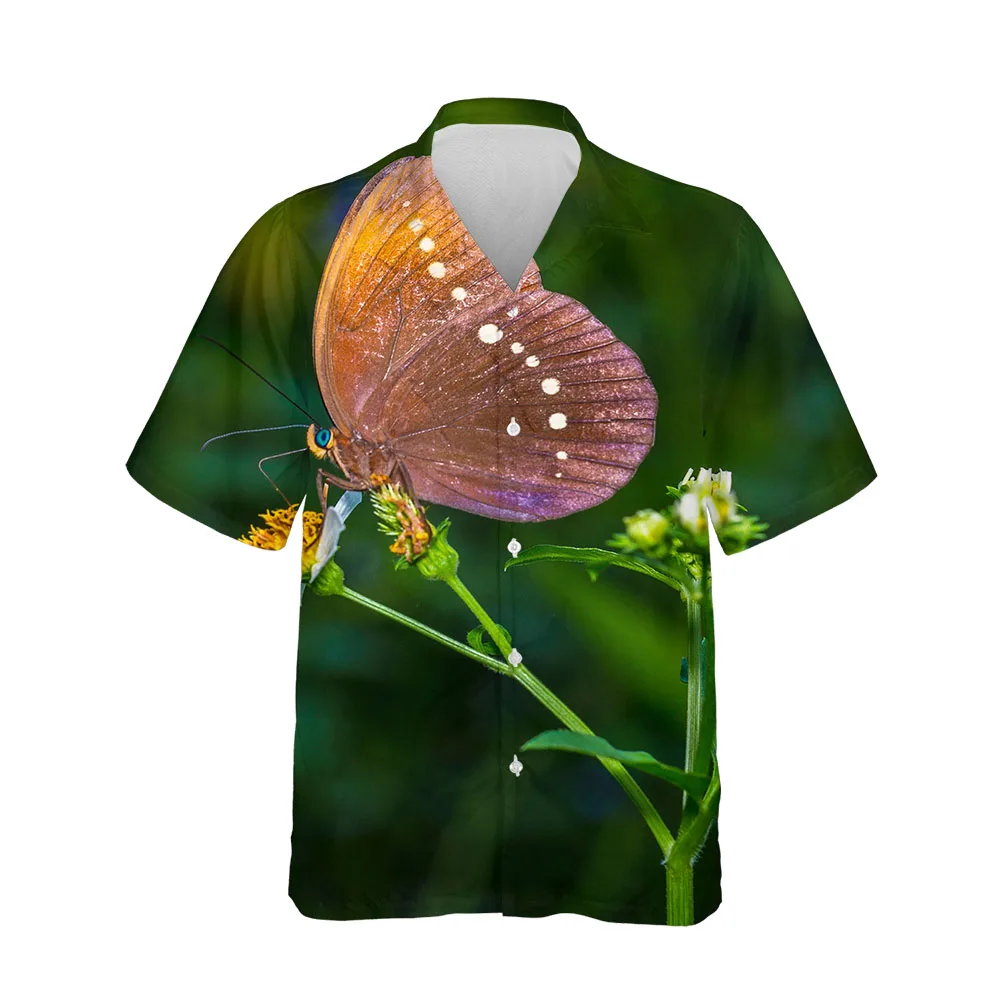 Jumeast 3D Summer Men Shirt Butterfly Series Mens Hawaiian Shirt Short Sleeve Fashion Streetwear Comfortable Breathable Blouses