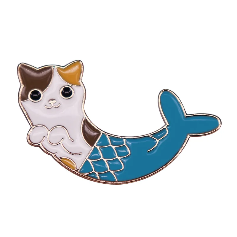 

Funny Cute Mermaid Cat Metal Enamel Clothes Hat Bag Coats Lapel Badge Brooch Pin