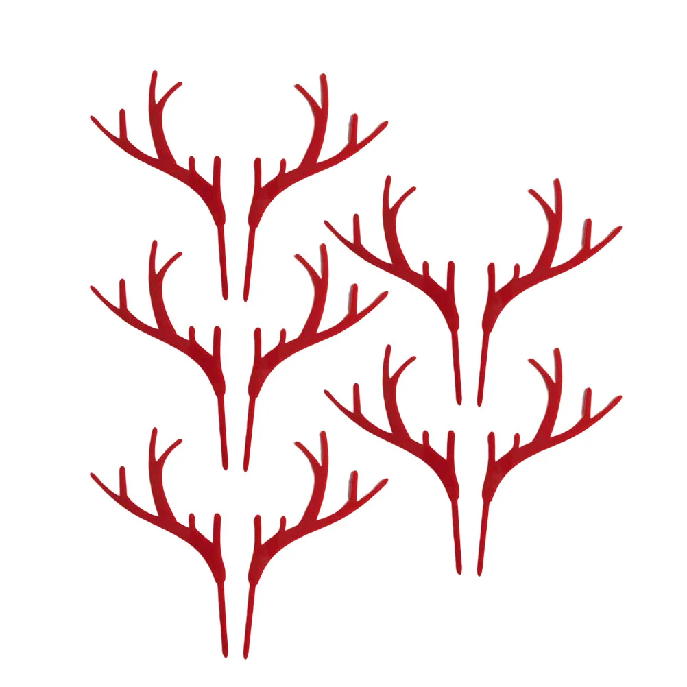 

Cake Christmas Cupcake Xmastopper Picks Antler Ornament Antlers Decoration Dinner Decors Party Theme Shape Reindeer Gold