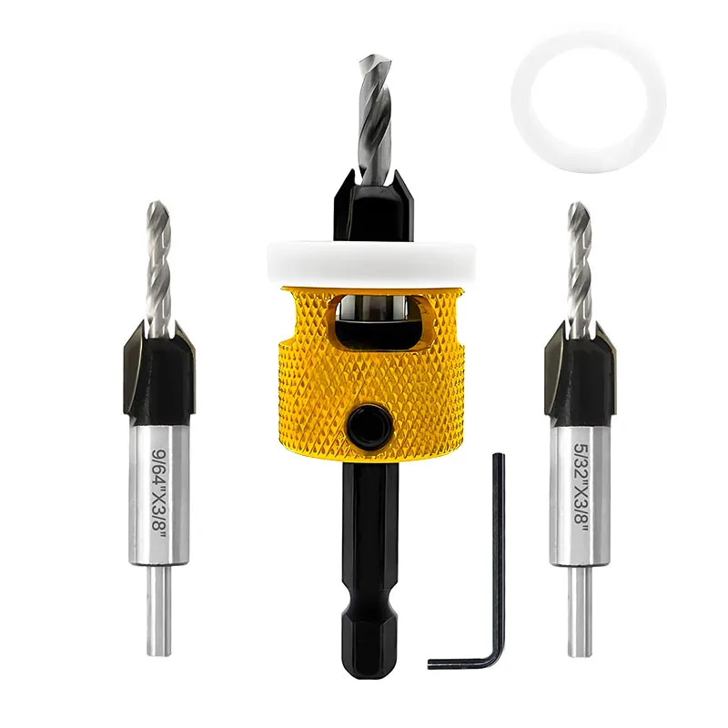 Набор сверл с зенкером из 3 предметов конические сверла #10 #12 #14 3/8 дюйма Dia X (1/8 9/64 5/32