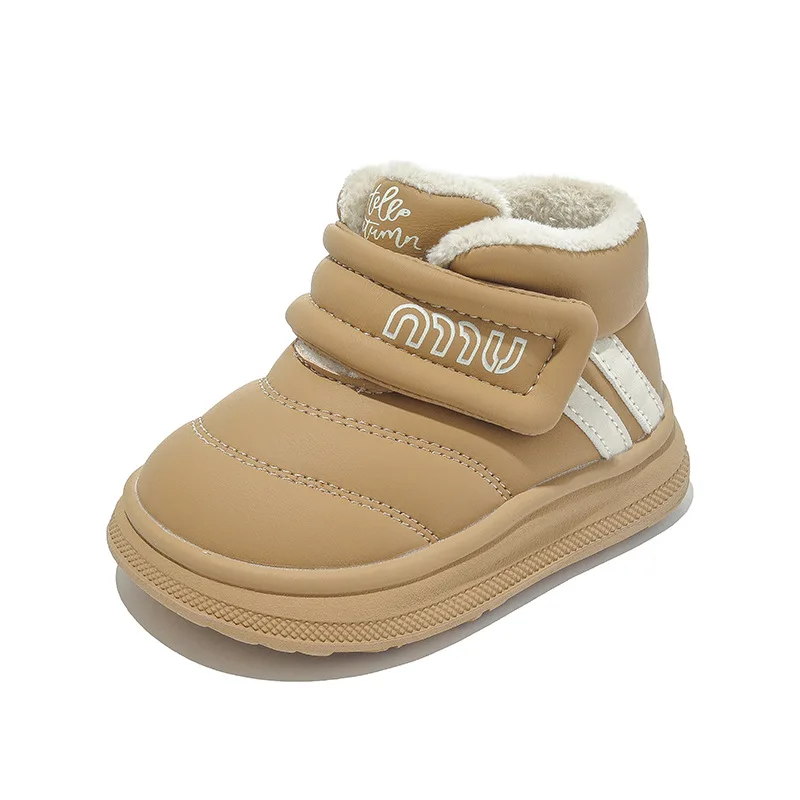 Детская зимняя хлопковая обувь детские теплые короткие сапоги с бархатной