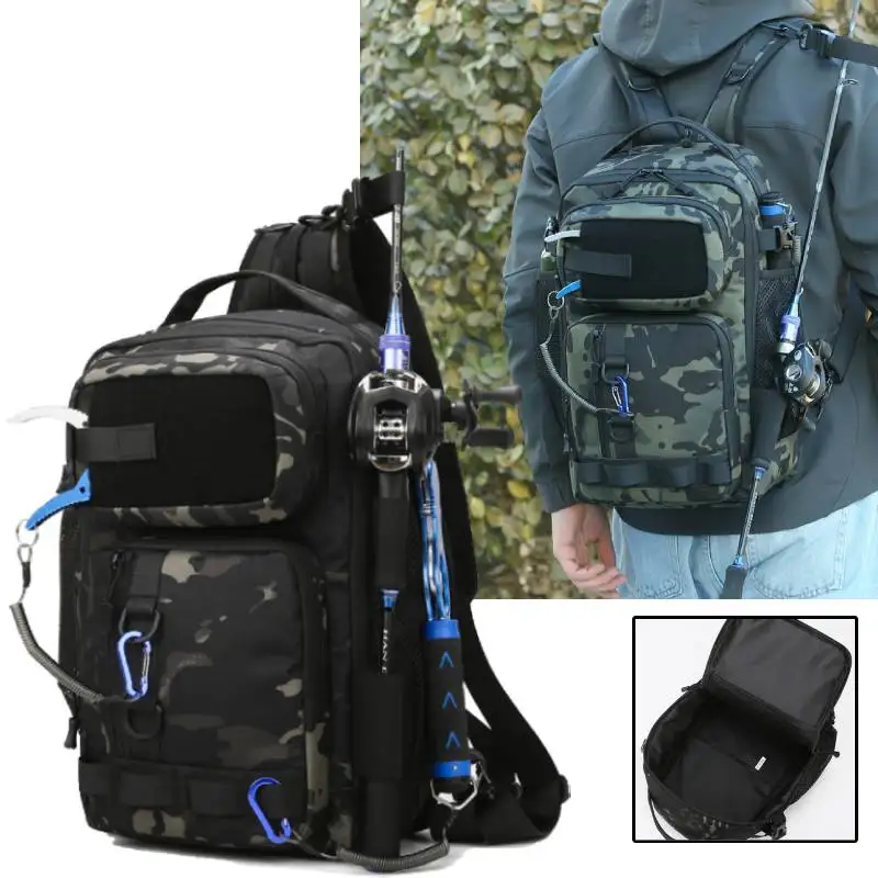 Рюкзак для рыбалки с держателями для удочек, поясная сумка, тактический ...