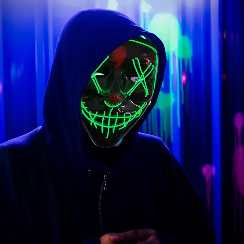 

Halloween Neon Mask LED Light up Mask Cosplay Glowing in The Dark Mask Costume Halloween Face Masks for Men Women Kids