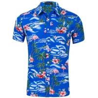 sleeve shirt men cotton floral printed casual dress shirts men clothes 2019 fashion xxl code summer hawaiian short