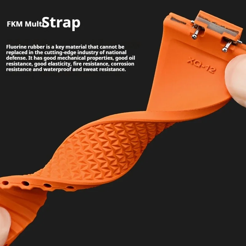 Ремешок из фторкаучука для Tissot PRX Powermatic с пряжкой-бабочкой мужской спортивный