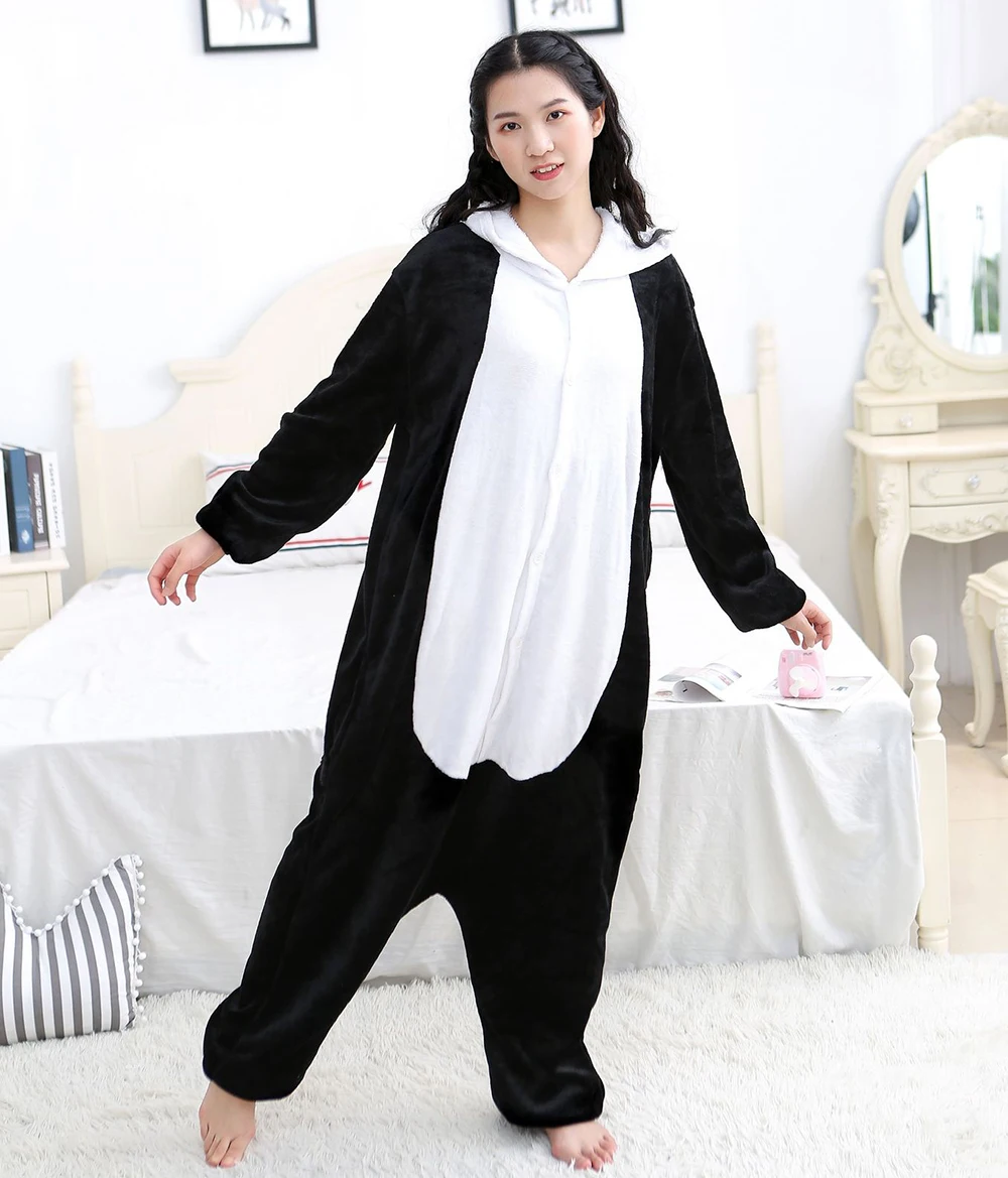 Halloween Costume Panda Cosplay Onesie Animal Cartoon Onesies Autumn Winter Unisex Fleece Sleepwear For Women Men Pajamas Set