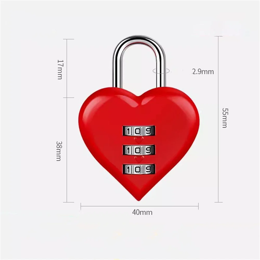 3-значный пароль в форме сердца, кодовый замок для багажа, мини-замок для чемодана из алюминиевого сплава для дорожных аксессуаров, пара
