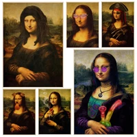 funny art mona lisa movie posters for living room bar decoration vintage decorative painting