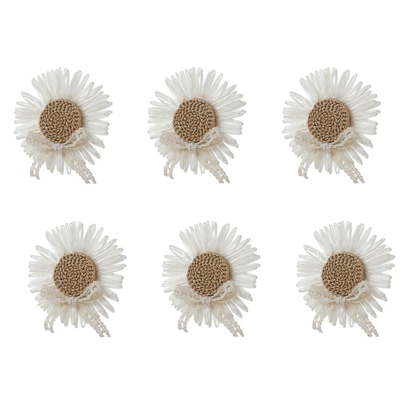 

6Pcs Linen Napkin Ring For Rustic Wedding Napkin Buckle Burlap Napkin Ring Napkin Party Banquet Decoration