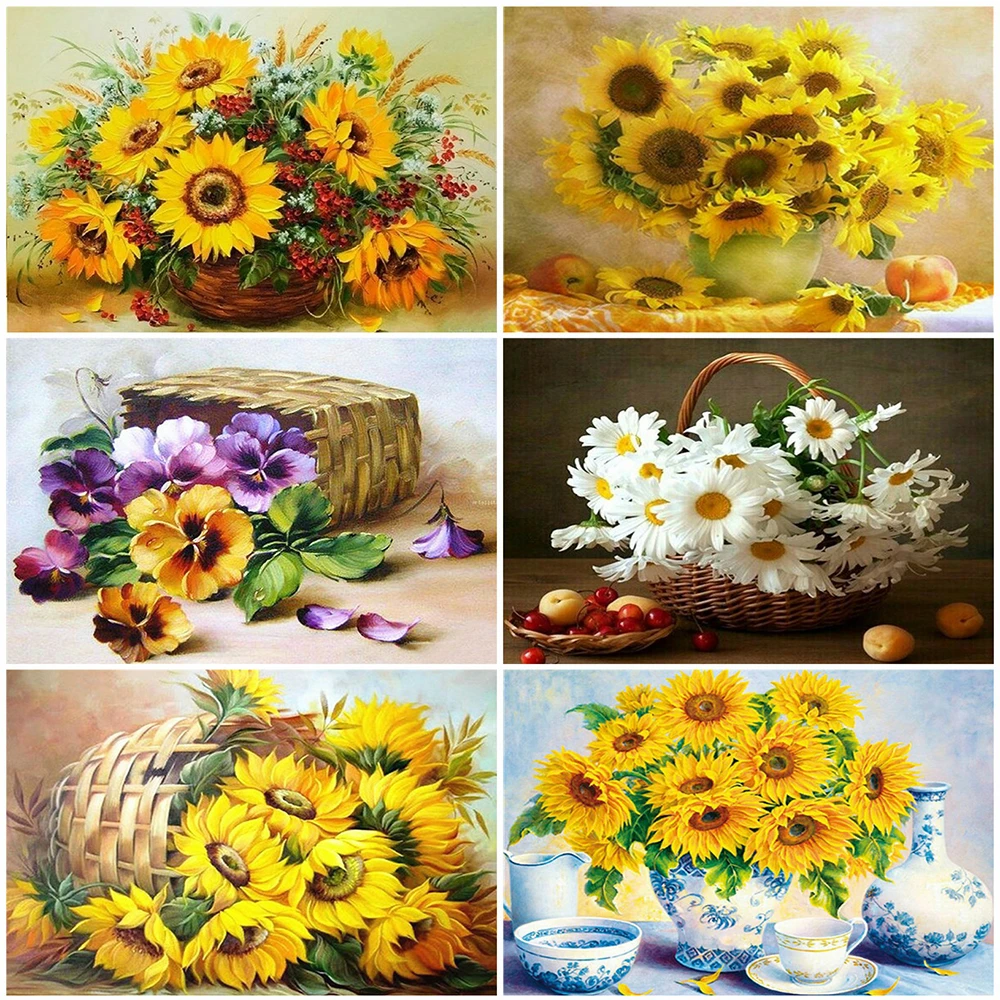 

Алмазная 5D картина «сделай сам», ваза с цветами, Набор для вышивки крестиком, Ручная инкрустация, детские подарки, домашнее настенное украше...