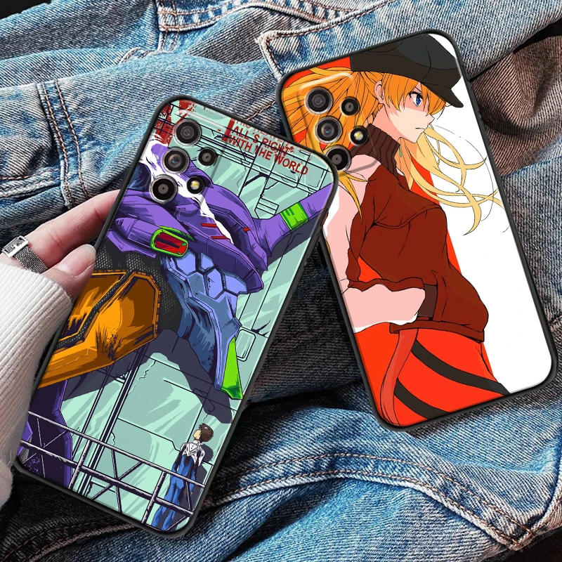 

Anime Evangelion For Samsung A52 A72 4G 5G Phone Case Back Coque Liquid Silicon Black Soft Funda
