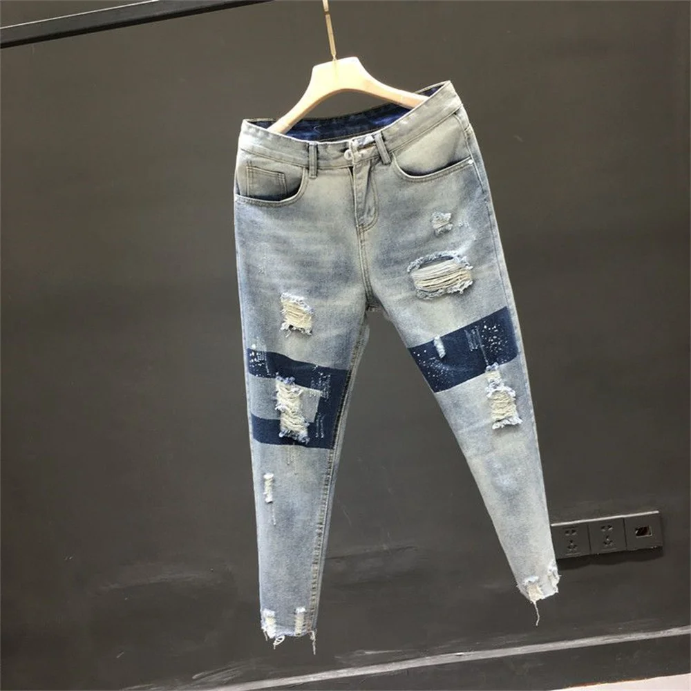 Jeans Men And Women Summer 2022 High Waist Thin Color Loose Straight Denim Ankle-length Harem Pants Men And Women Jeans