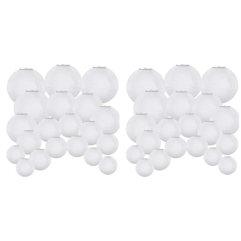 

40 Pack Chinese Round White Paper Lantern,Paper Lanterns Hanging Lanterns Wedding Party Decorations