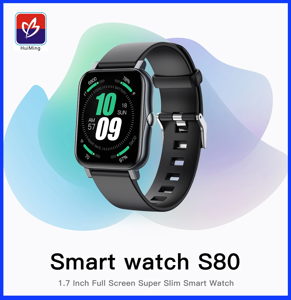 

S80 ultra-thin IP68 waterproof smart watch Healthy body temperature sleep new sports square screen smart watch