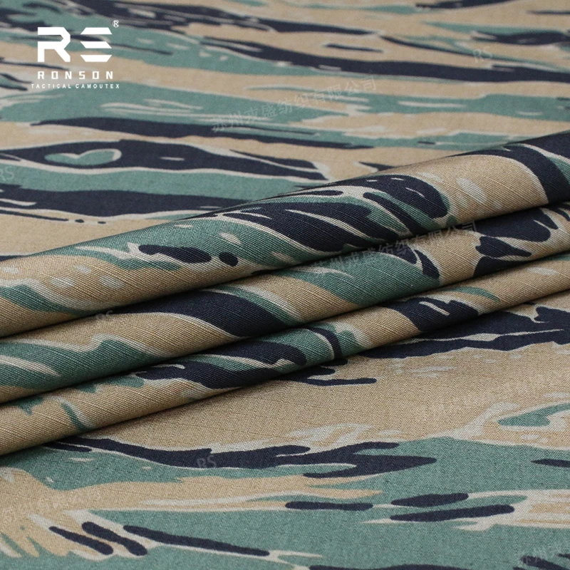 Фото Ткань NYCO 50/50 Rip-stop с камуфляжным рисунком MARPAT Tiger Stripe, 50% нейлон, 50% хлопок, тактическая ткань для униформы, в наличии. №5