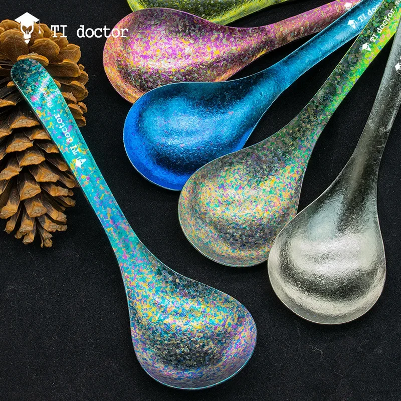 

Pure Titanium Ice Cream Hot Pot Spoon Ice Cream Titanium Tableware Titanium Spoon Outdoor Camping Tableware