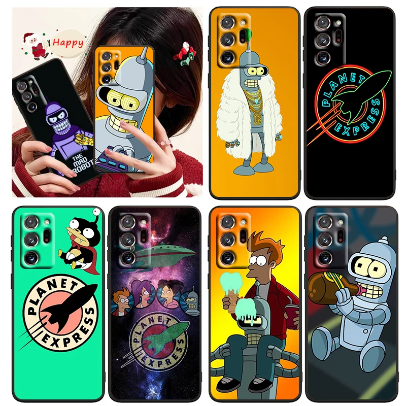 

Disney Futurama Bender Art Phone Case Black For Samsung A73 A70 A20 A10 A8 A03 Note 20 10 9 Ultra Lite Plus F23 M52 M21 j7 j6