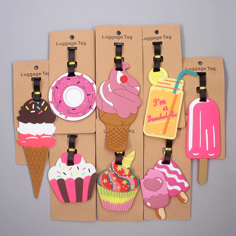 

Cute Travel Accessories Luggage Tags Silica Gel Ice Cream Cake Suitcase ID Addres Holder Baggage Boarding Tag Portable Labels
