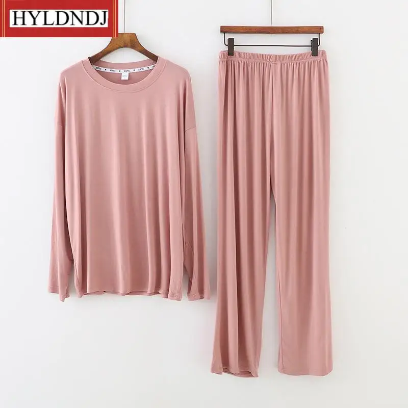 New Long Sleeve Trousers Homewear Suit Fdfklak Korean Casual Pijamas Women Modal Cotton Sleepwear Pajama Sets