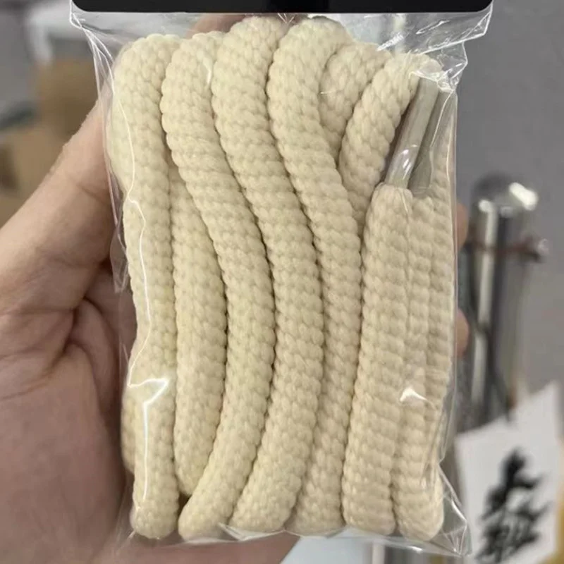 1 Pair 1cm Bold Round Shoelaces For Canvas Sneakers Women Men White Casual Sports Skateboard  Bread Shoes laces