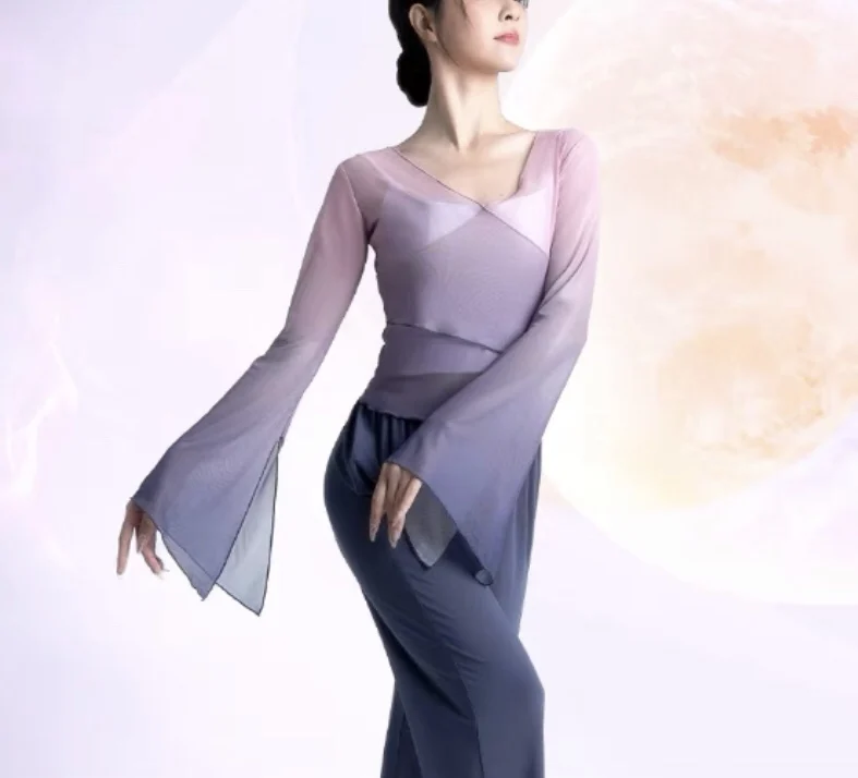 Классический танец с градиентными рукавами, одежда для тренировок ...