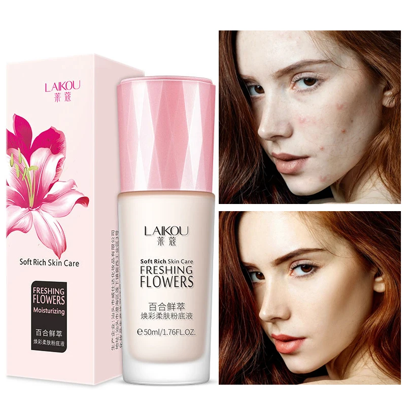 

Lily Liquid Foundation Long-Lasting Oil Control Concealer Moisturizing Natural Waterproof Makeup BB Cream Facial Cosmetics 50ml