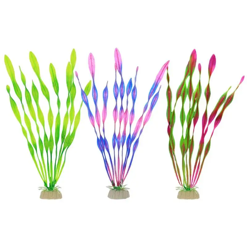 

Fish Plants For Aquarium 10Pcs Realistic Aquatic Plants Fish Tank Accessories With Ceramic Base Aquarium Decorations Underwater