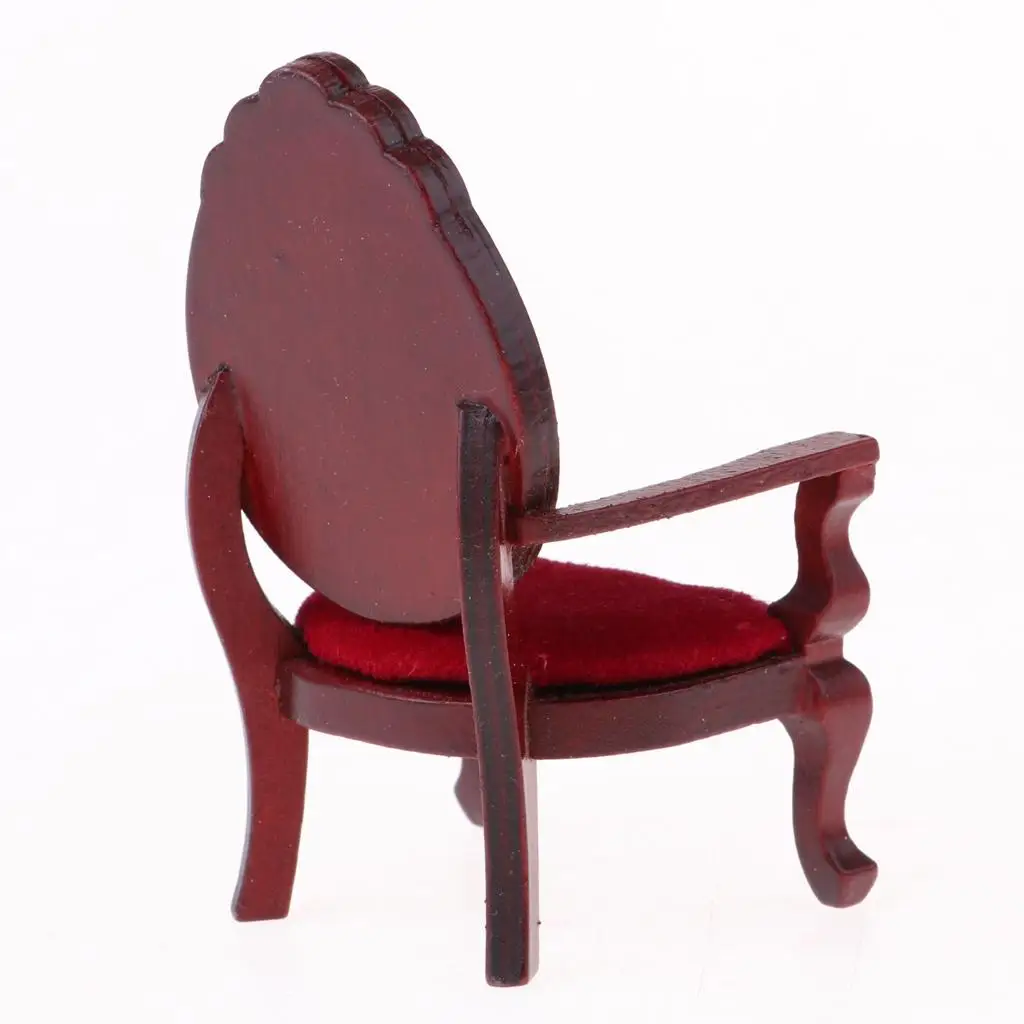

2x Miniature Annatto Wooden Armchair Single Chair Model 1 / 12