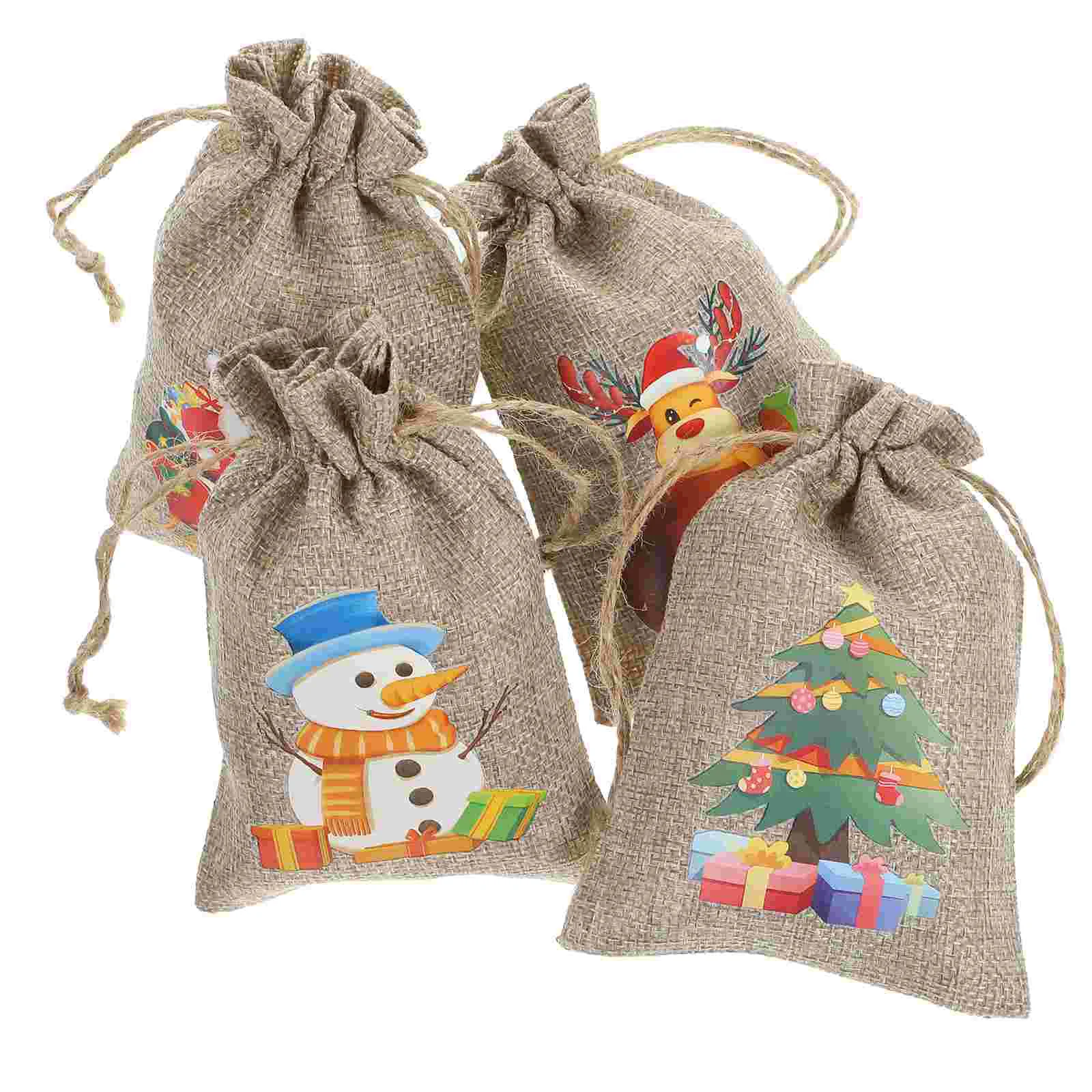

24pcs Christmas Goodies Bags Drawstring Gift Bag Candy Snacks Bag Party Favors Bag