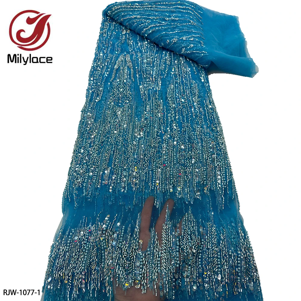 Африканская Тяжелая кружевная ткань из бисера Нигерия ручной работы Роскошная