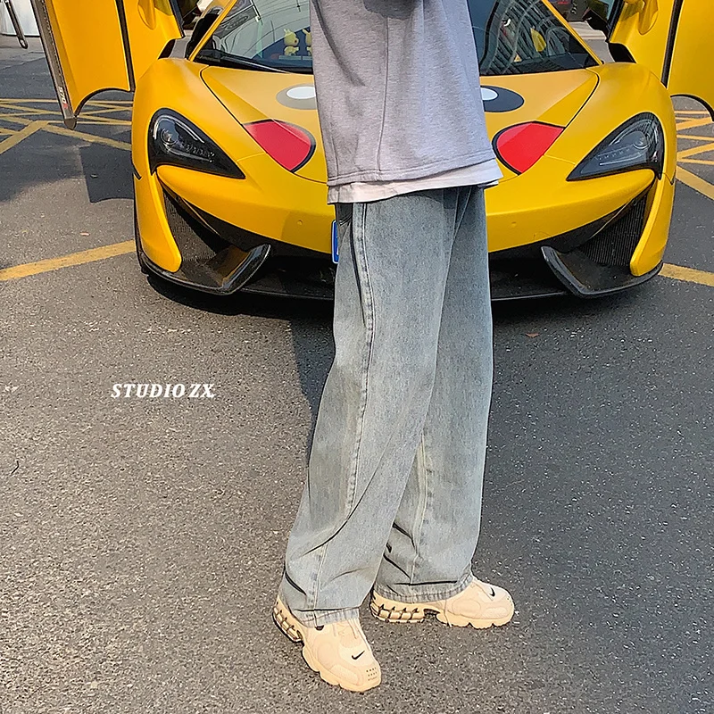 Blue Black Baggy Jeans Men Fashion Oversized Casual Wide Leg Jeans Mens Streetwear Hip Hop Loose Straight Denim Trousers Men