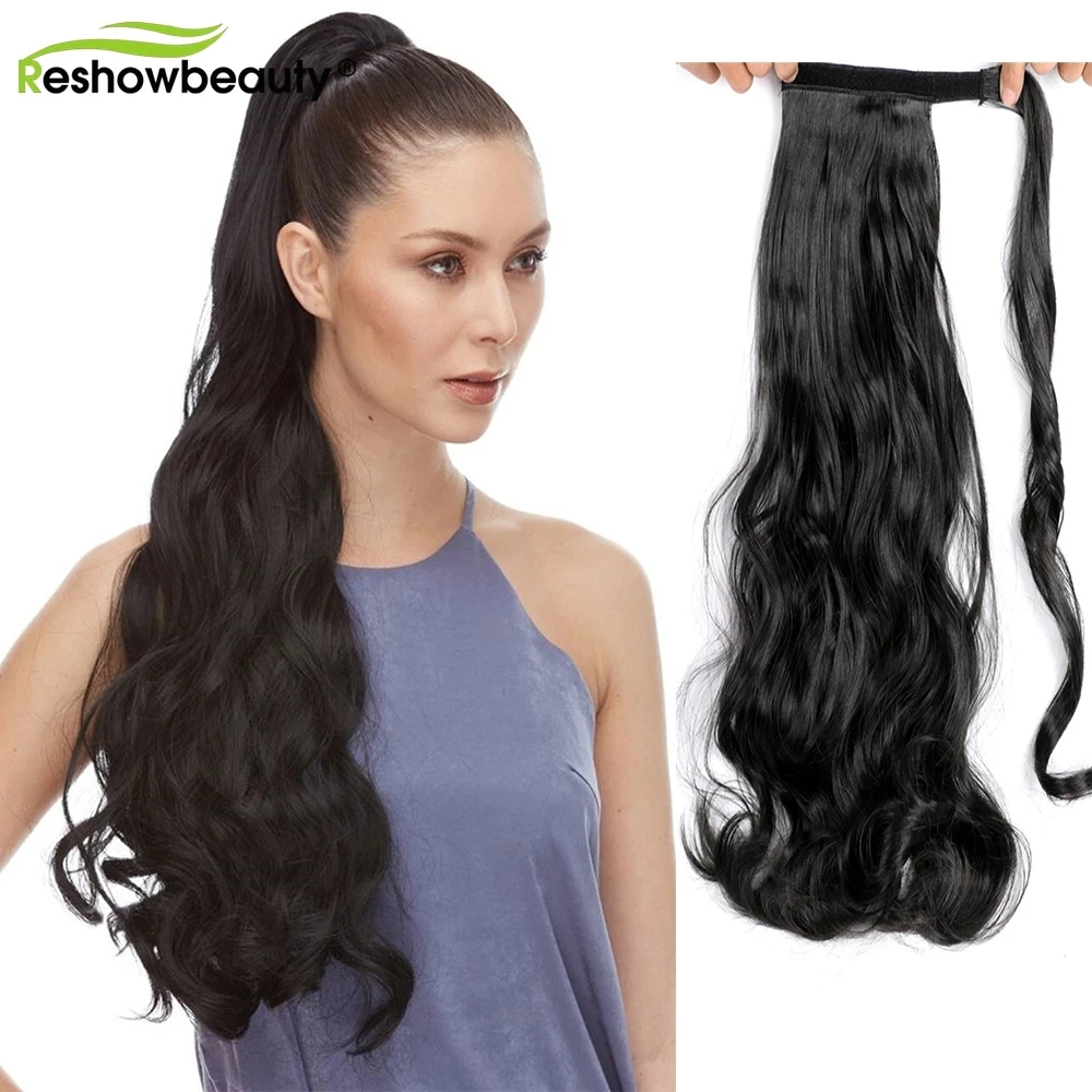 

Straight Wavy Synthetic Ponytail Pure Ombre Colored Hair Extensions Wrap Around 22 Inch 100g Natural Fake Hair Reshowbeauty