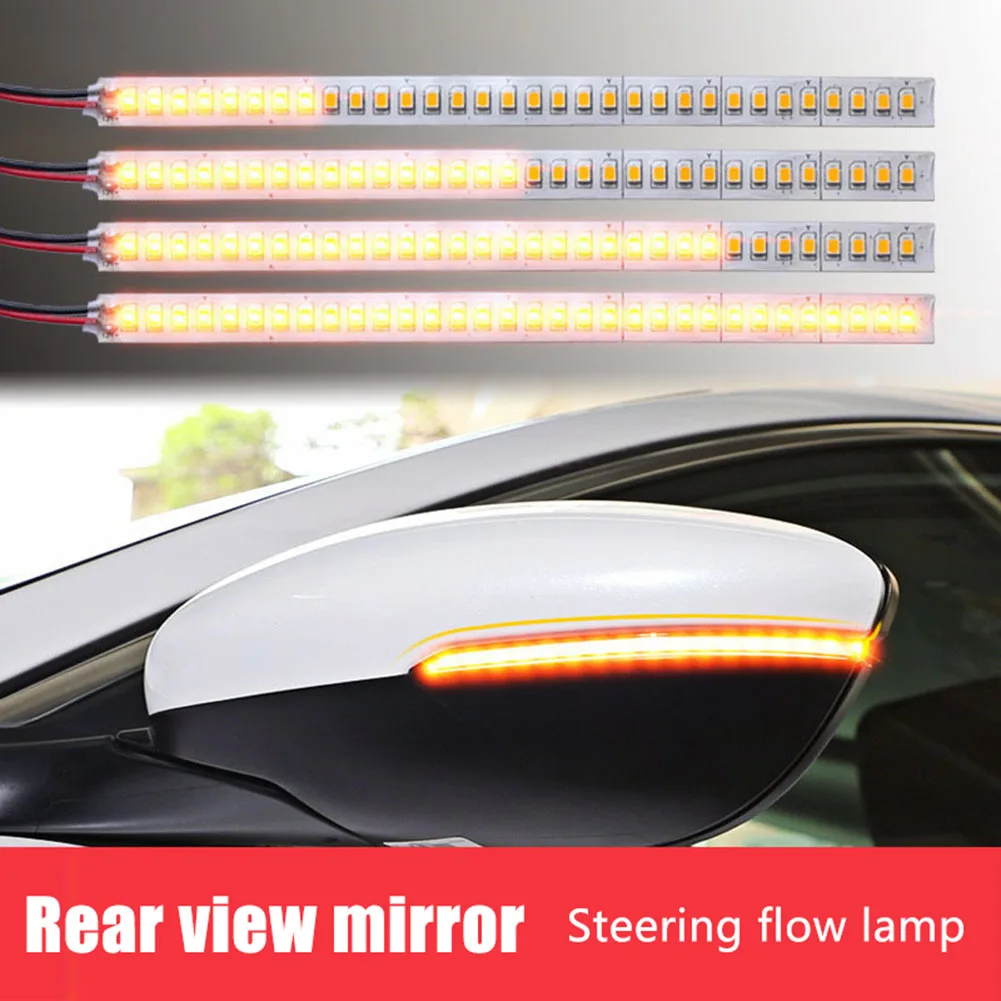 

1pc 14/18cm Car Rearview Mirror Indicator Lamp DRL Streamer Light Strip Tape LED Flowing Turn Signal Lamp Amber LED Car Light