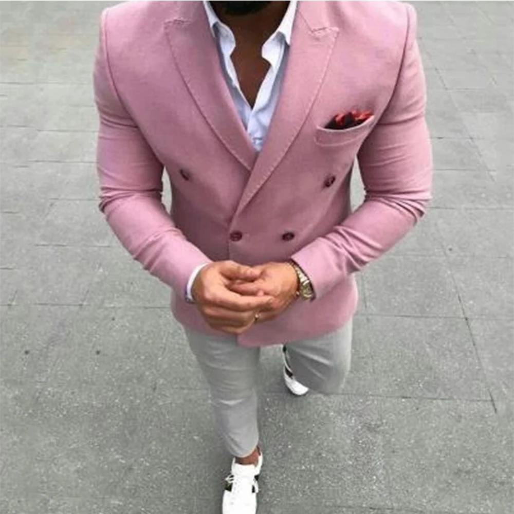 Slim Fit Men Suits for Wedding Suits Man Business Blazers Pink Groom Tuxedos Prom Party 2 Pieces Costume Homme Terno Masculino