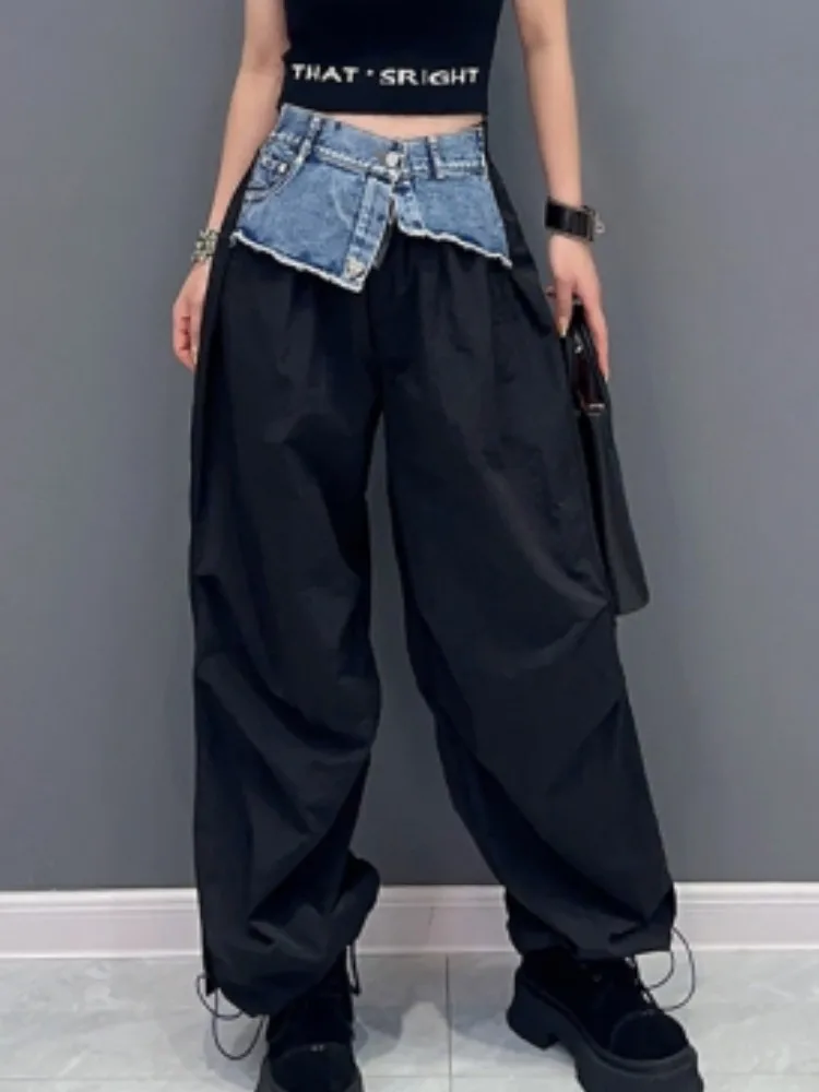 

URIOR 2023 Летний Новый Повседневный джинсовый комбинированный Рабочий Костюм прямые брюки Модная индивидуализированная женская одежда хаки джинсы