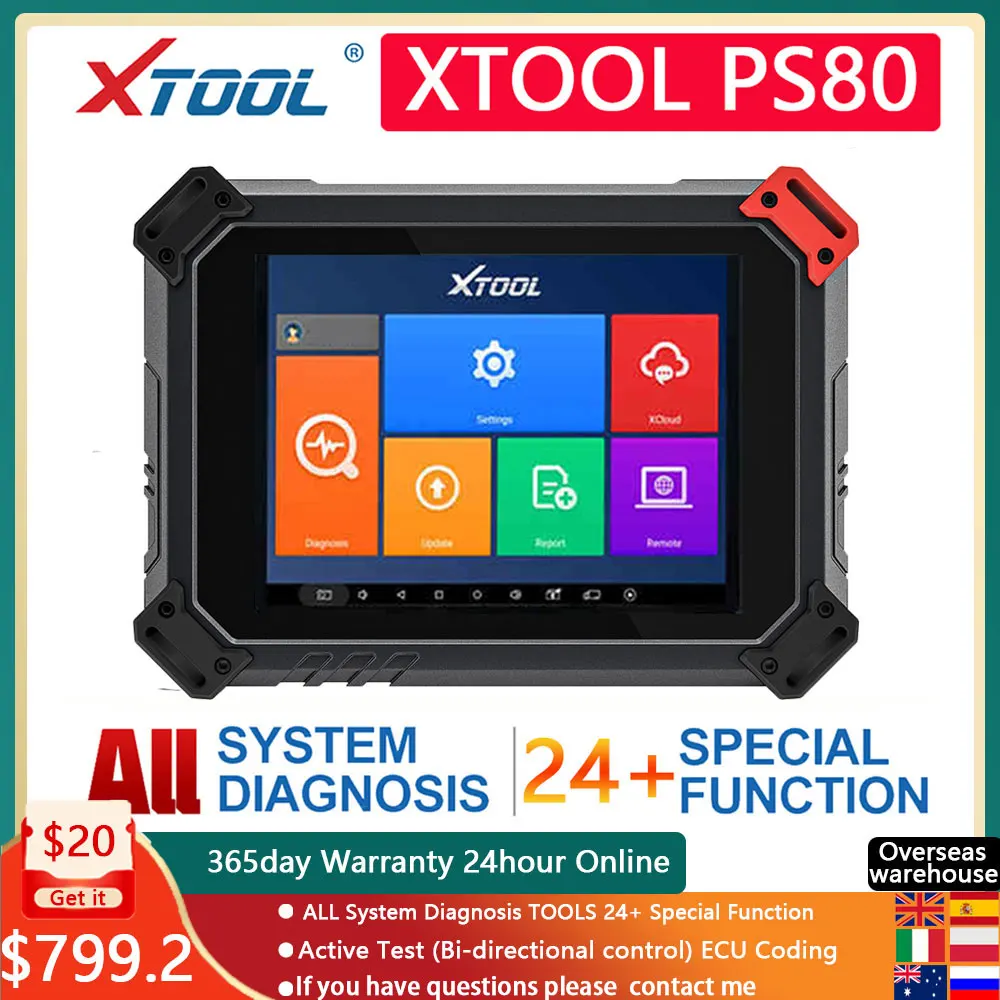 

XTOOL PS80 Профессиональный OBD2 автомобильный диагностический инструмент для полной системы кодирование ECU DPF ключевой программатор сканер кода...