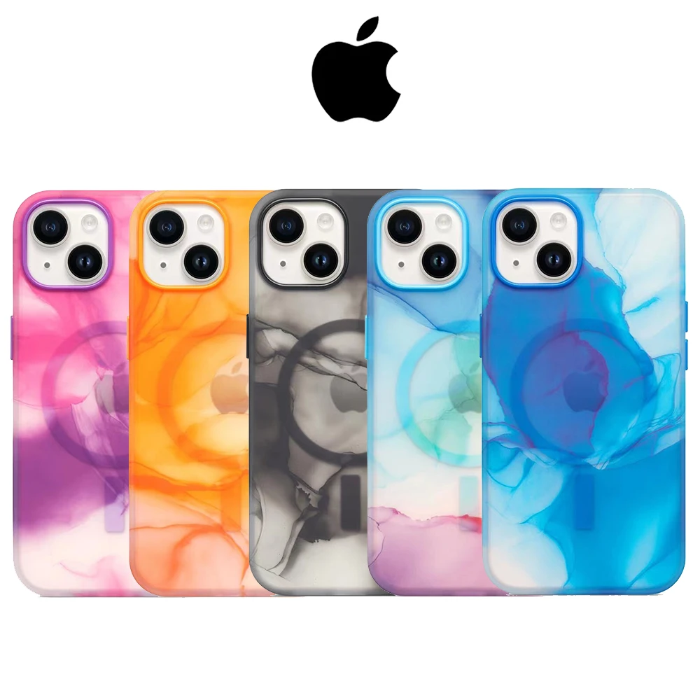 

Original Apple Magsafe Watercolor Silicone Protective Case For iPhone 14 Pro Max 14 Plus Case Magnetic Charging Protective Cover
