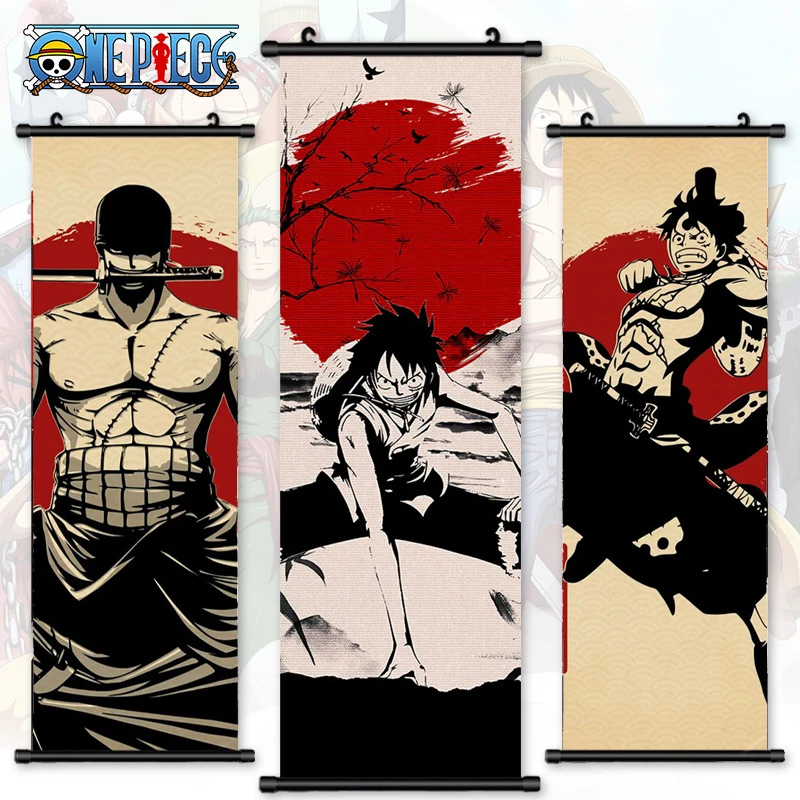 Аниме One Piece Luffy Zoro Sanji, Свиток, холст, Настенная картина, домашний декор, аниме постер на стену, искусственный подарок