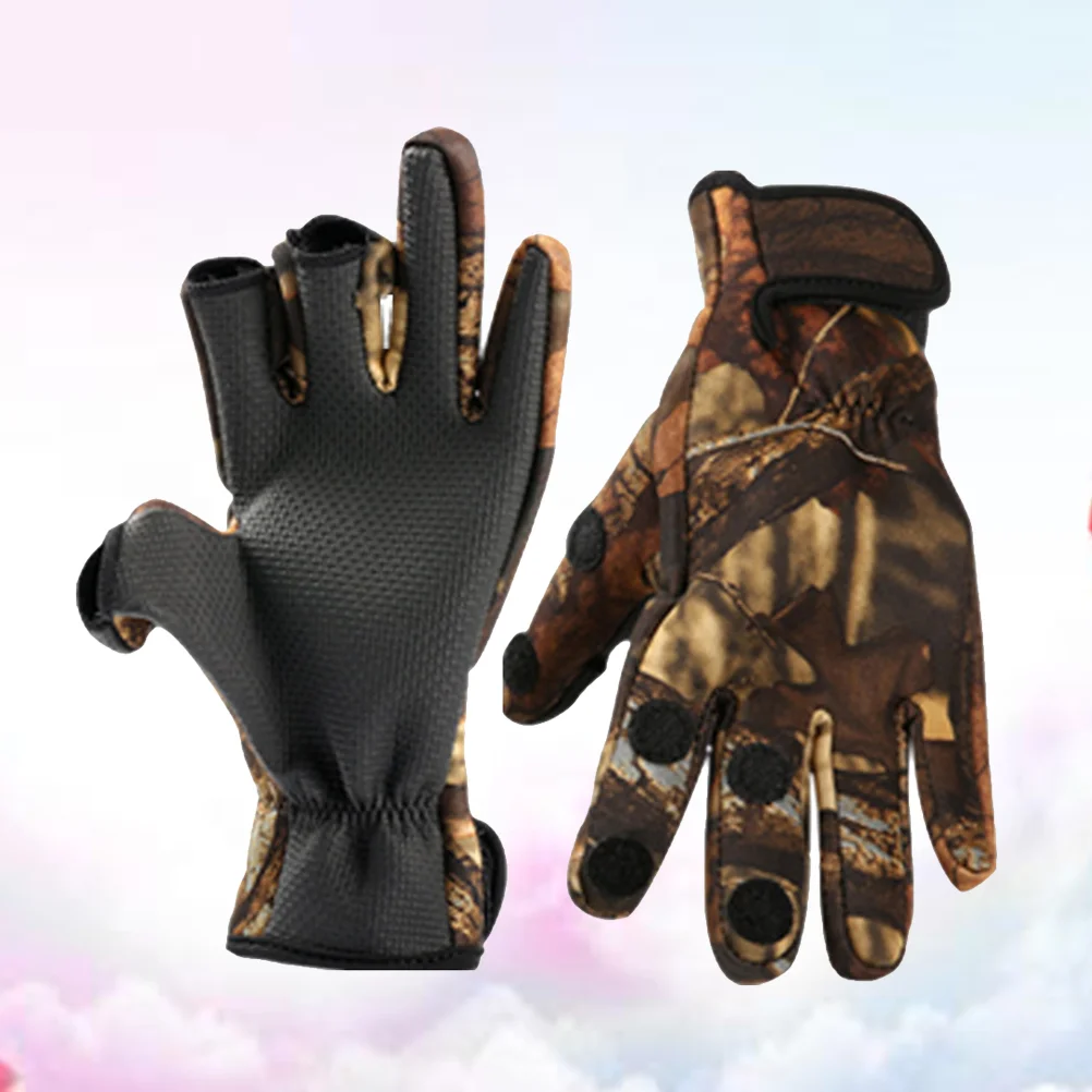 

1 Pair Fashion Winter Neoprene Gloves Anti- Gloves Thermal Gloves 3 Finger Exposure Gloves for Driving Cycling Fishing
