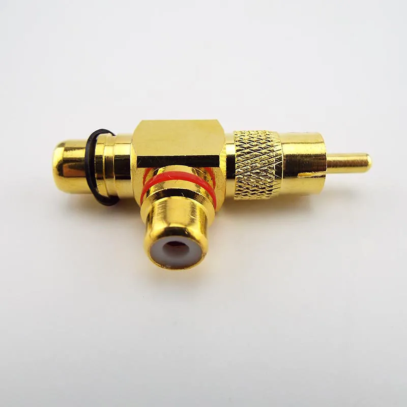 3-полосный позолоченный разъем RCA папа на 2 гнезда RCA-разветвитель медный адаптер