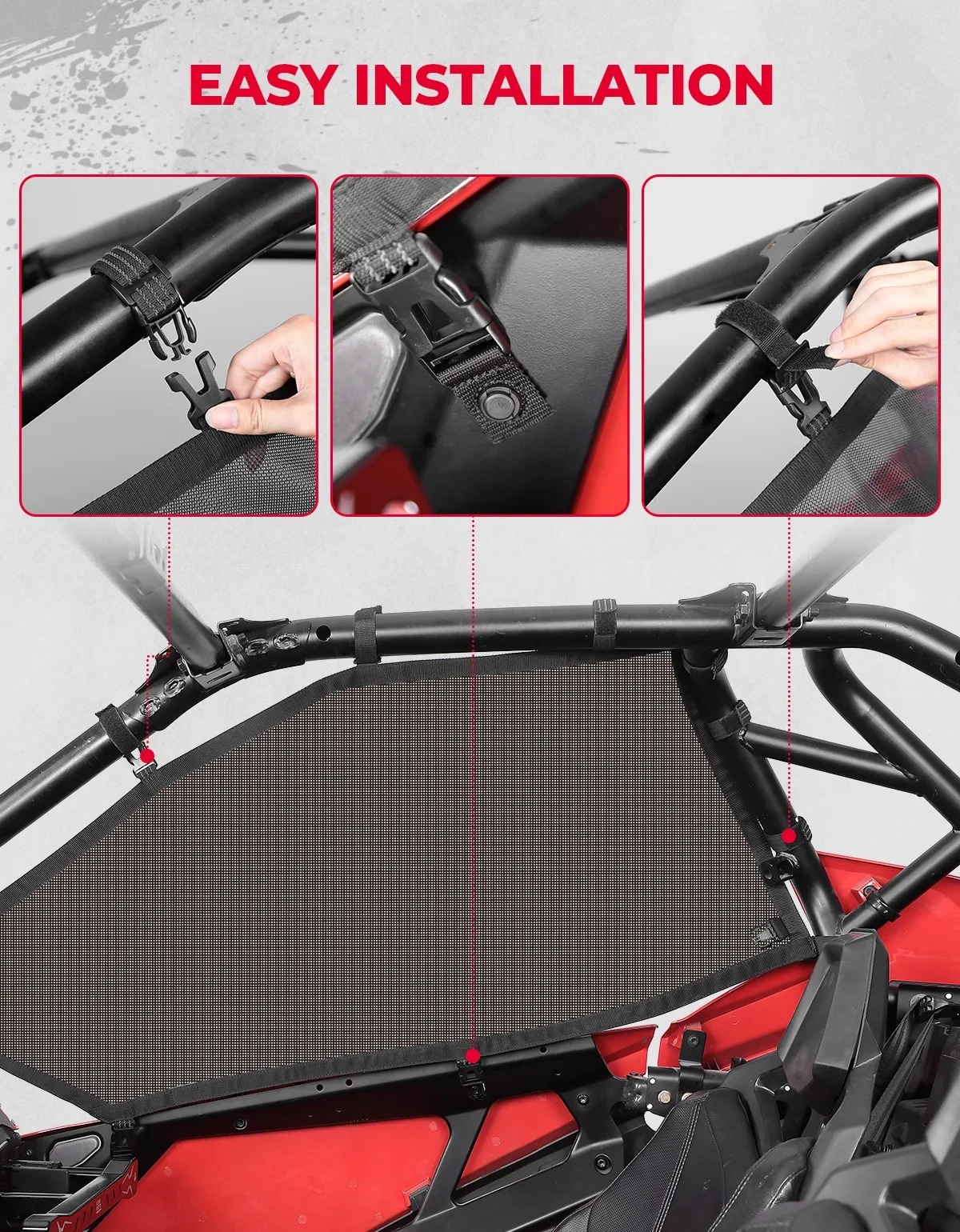 Сетка для окон KEMIMOTO UTV Roll Cage сетка совместимая с Polaris RZR PRO R / XP Turbo 2020-2023 2024