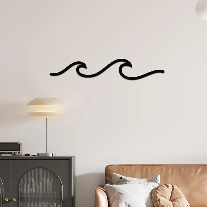 Фото Деревянный настенный декор NUBECOM Wave Art: минималистичные наклейки-волны для летнего дома, комнаты, офиса, линейное искусство для украшения стен из дерева №2