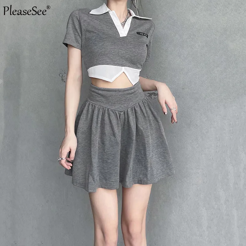 Женский комплект из двух предметов короткий топ и мини-юбка | Комплекты с платьем