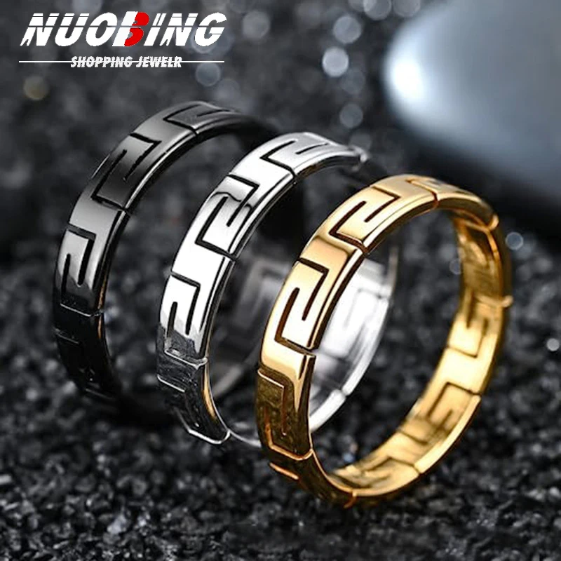 

Men's And Women's Couples Wedding Ring 4MM Fashion Simple Geometric Punk Gothic Stainless Steel Jewelry Wedding Gift Never Fade