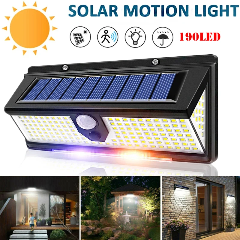 

190LED Solar Light Outdoor Solar Lamp 4 Mode Motion Sensor Wall Light Waterproof Lampe Solaire Exterieur Garden Decora Outdoor