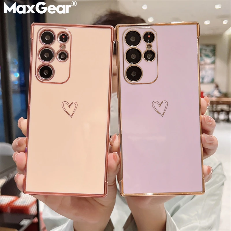Ультратонкий Мягкий силиконовый чехол с покрытием сердечки для Samsung Galaxy S22 S21 S20 FE