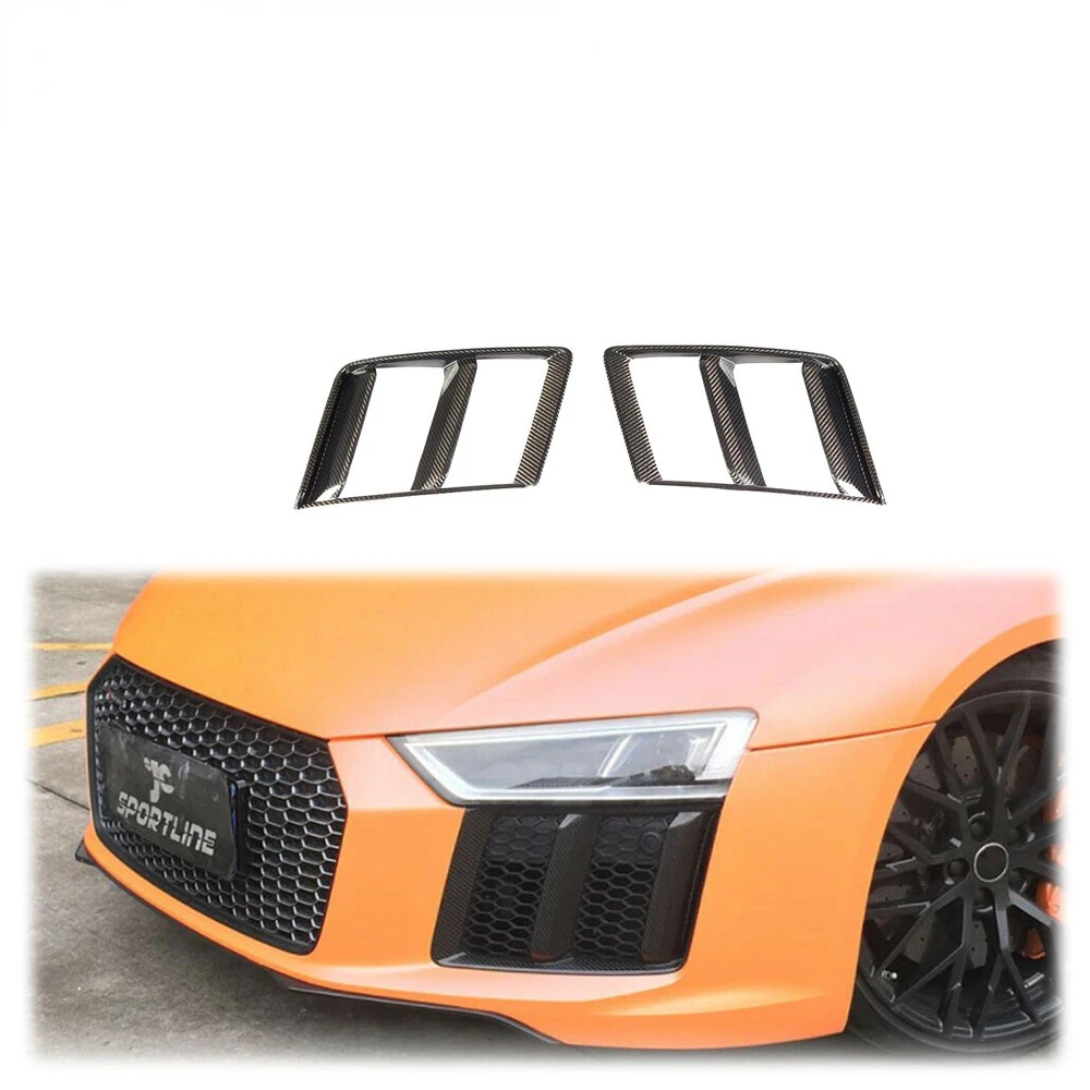 

For Audi R8 16-18 Carbon Fiber Front Side Air Vent Covers Trim Fog Light Grille