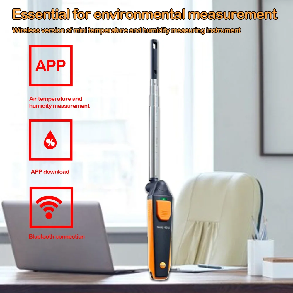 

New Hot Wire Anemometer Thermal Wind Speed Gauge Temperature Smart Probe Measures Air Velocity Volume Flow & Temperature Tool